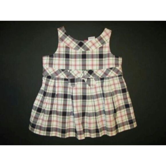 Gymboree flannel pleated layering tank top shirt navy red green pink plaid 5 - Picture 4 of 4